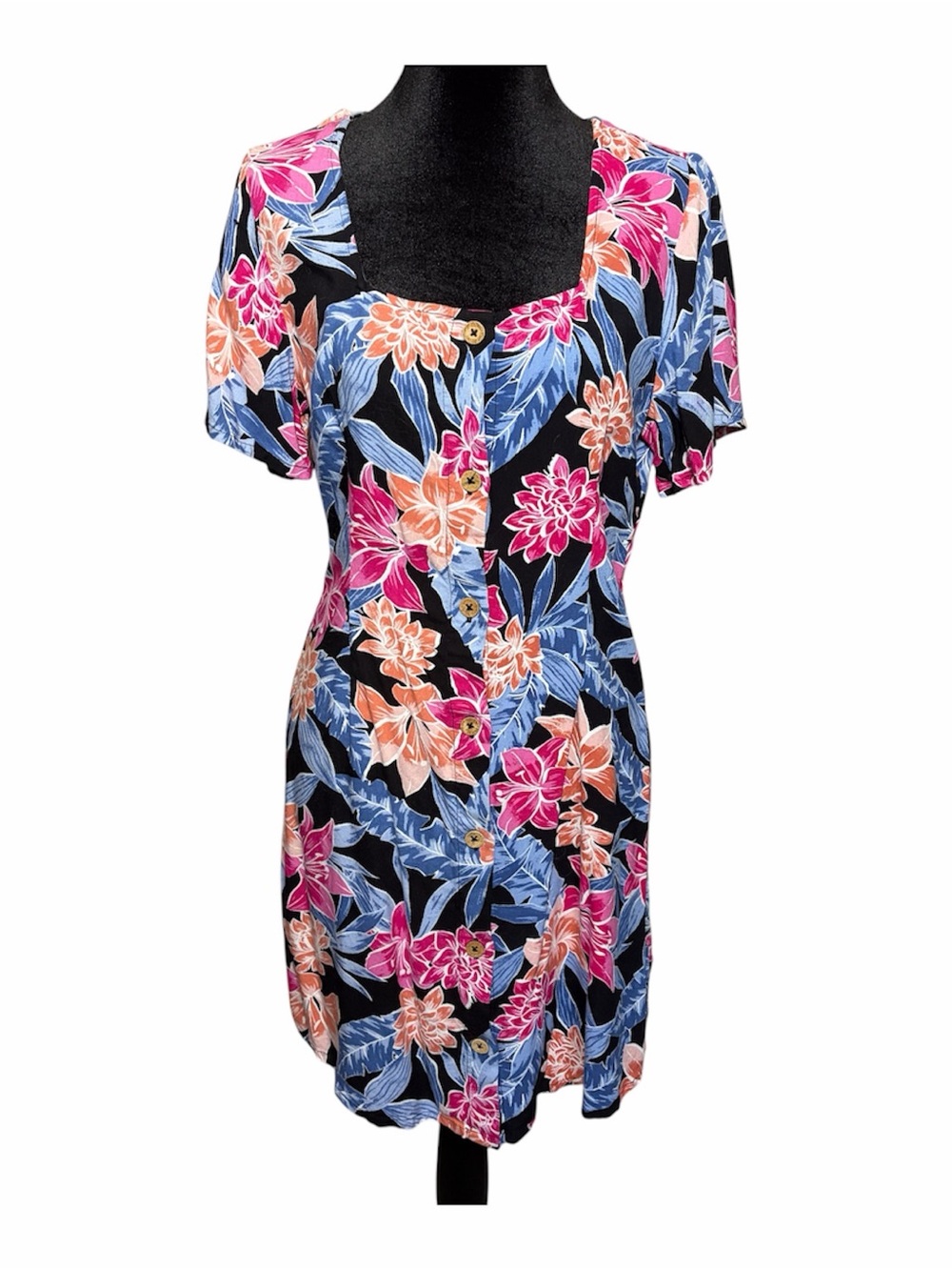 Roxy Closer Love Dress Tropical Floral Button front dress medium